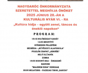 Aktuality / Pozvánka : Kultúrne leto VI.,   Most kultúry - spoločne pre hudobné, tanečné a spevácke dni  - foto